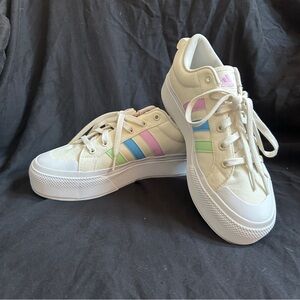 Adidas Women’s Off White and Pastel Sneakers